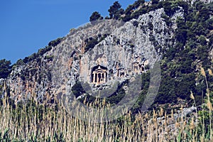 Tombs of Lycian kings carved into the rocks