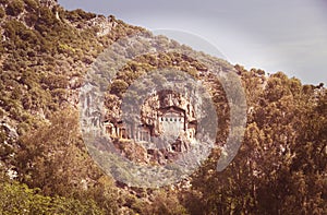 Tombs of Lycian kings carved into the rocks