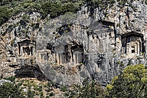 Tombs of Lycian kings carved into the rocks