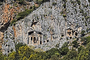 Tombs of Lycian kings carved into the rocks