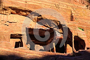 Tombs at Petra the ancient City Al Khazneh in Jordan