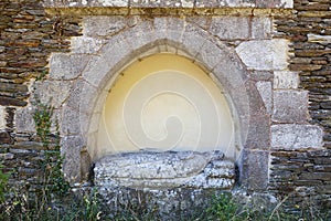 Tombstone abbess statue in ribeira sacra. Galicia, Spain