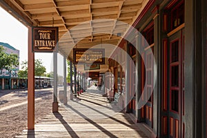 Tombstone, Arizona, USA - April 18, 2022: The old west lives on in this small town in the desert