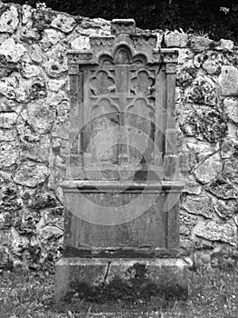 Tombstone In the Churchyard, 16th Century (Black and White)