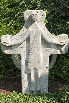 Tombstone Cross, modern art on cemetery