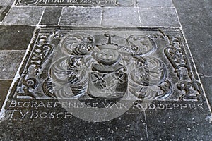 Tombstone from the Middle Ages in historic church