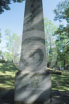 Tombstone in Monticello graveyard, home of Thomas Jefferson, Charlottesville, Virginia