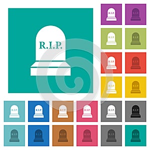 Tombstone with RIP square flat multi colored icons