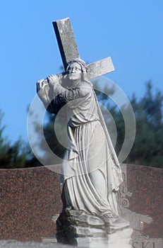 Tombstone statue of Jesus Christ photo