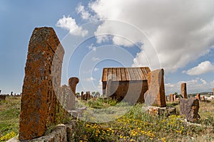 Tombstones at the Armenian graveyard Noratus