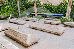 Tombstones at El Transito synagogue in Toledo, Spa photo