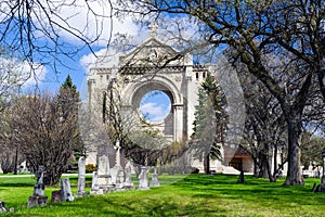 Tombstones and St.Boniface cathedral photo