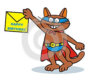 Tomcat, felicitation, greeting card, humorous illustration, eps.