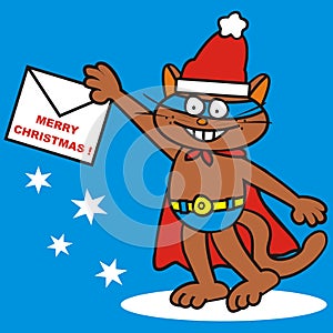 Tomcat, merry Christmas, Christmas card, humorous vector illustration