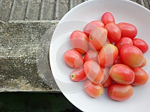 Tometo on white dish