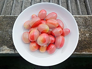 Tometo on white dish