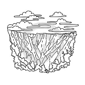 Tomichi Point in Black Canyon of the Gunnison National Park Colorado Monoline Line Art Drawing