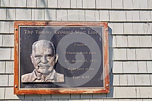 Tommy Leonard start line sign for the Falmouth Road Race