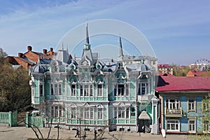 Tomsk cityscape Siberia, Russia. Tom river. Drone aerial top view