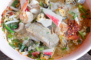 Tomyum noodle with seafood