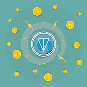 TON logo. Cryptocurrency of telegram open network. Vector illustration.