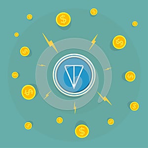 TON logo. Cryptocurrency of telegram open network. Vector illustration. photo