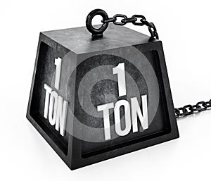 1 ton weight isolated on white background. 3D illustration