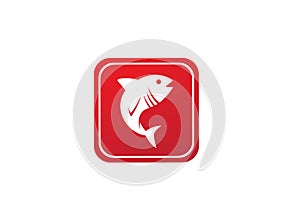 Tona blue fish in symbol design illustration, tuna marine life icon in the shape