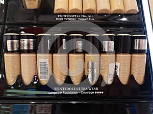 Tone cream Teint Idole Ultra Wear from L`Oreal Paris in Perfume and Cosmetics Store on February 10, 2020 in Russia, Tatarstan,