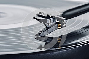 Tonearm with Cartridge of turntable with record