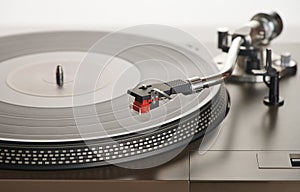 Tonearm of turntable player with long play or vinyl LP record
