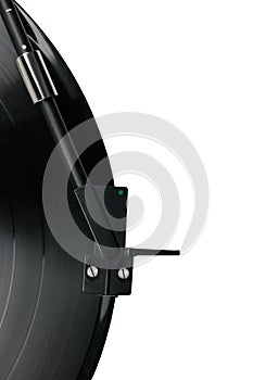 Tonearm vinyl record LP headshell, isolated macro