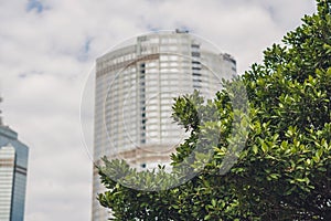 Toned image of modern office buildings in central Hong Kong