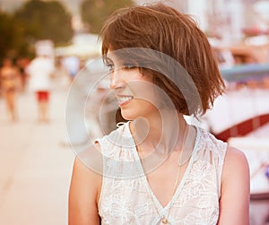 Toned Photo of Young Woman with Bob Hairstyle