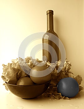 Toned still-life, partially coloured II