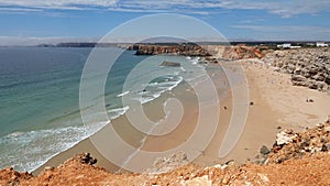 Tonel beach in Sagres in the Atlantic Ocean in Portugal