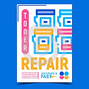 Toner Repair Service Advertising Poster Vector