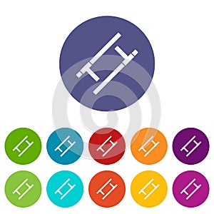 Tonfa icons set flat vector