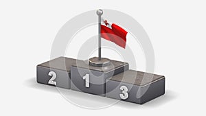 Tonga 3D waving flag illustration on winner podium.