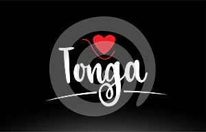 Tonga country text typography logo icon design on black background