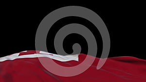 Tonga fabric flag waving on the wind loop. Tonga embroidery stiched cloth banner swaying on the breeze. Half-filled black