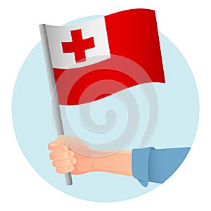 Tonga flag in hand icon