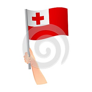 Tonga flag in hand icon