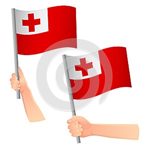 Tonga flag in hand icon