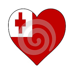 Tonga Heart Shape Flag. Love Tonga. Visit Tonga Vector Illustration Graphic