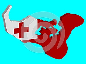 Tonga Map flag Vector 3D illustration eps 10