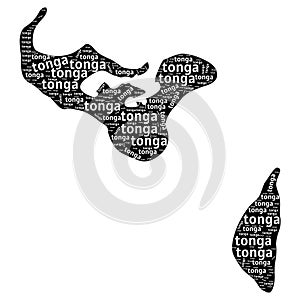 Tonga map with name. isolated white background