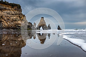 Tongaporutu`s beach - The Three Sisters