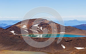 Tongariro alpine track. Blue lake. North Island. New Zealand