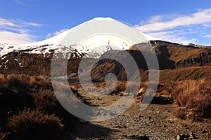 Tongariro crossing in winter,Mount Ngauruhoe, the great walk, New Zealand